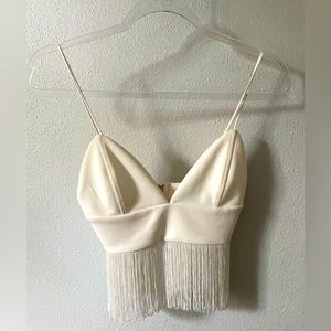 Express X-Small fringe crop top